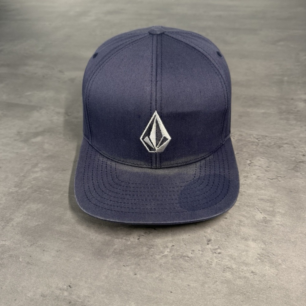 Volcom Snapback Hat Navy White Skate Surf Faded Trucker Cap Y2K 200s Streetwear
